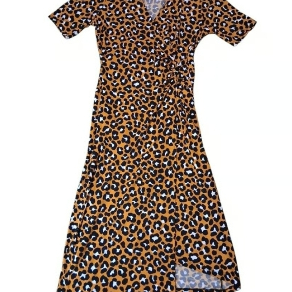 Michael Kors Leopard Print Wrap Dress, NWT, Size XL